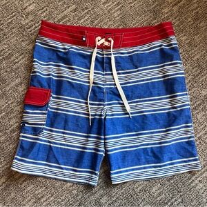 Sperry men’s swim board shorts size 36, red white and blue striped